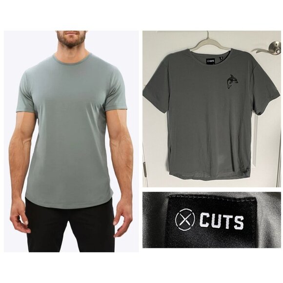 Cuts Sage Green Whale Print AO Curve Hem Short Sleeve Tee- 47024 - Picture 1 of 15